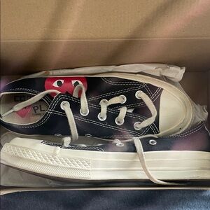 Converse Black and White Kids Sneakers with Red Heart